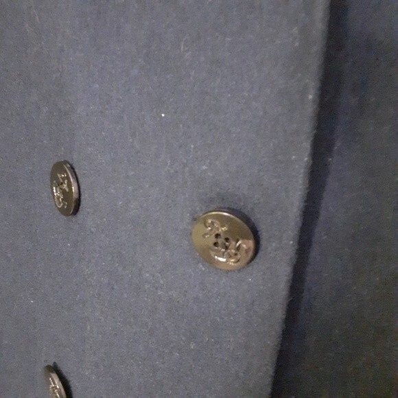 Jessica London classic navy blue double-breasted wool pea coat jacket 20p 22p - Picture 6 of 6